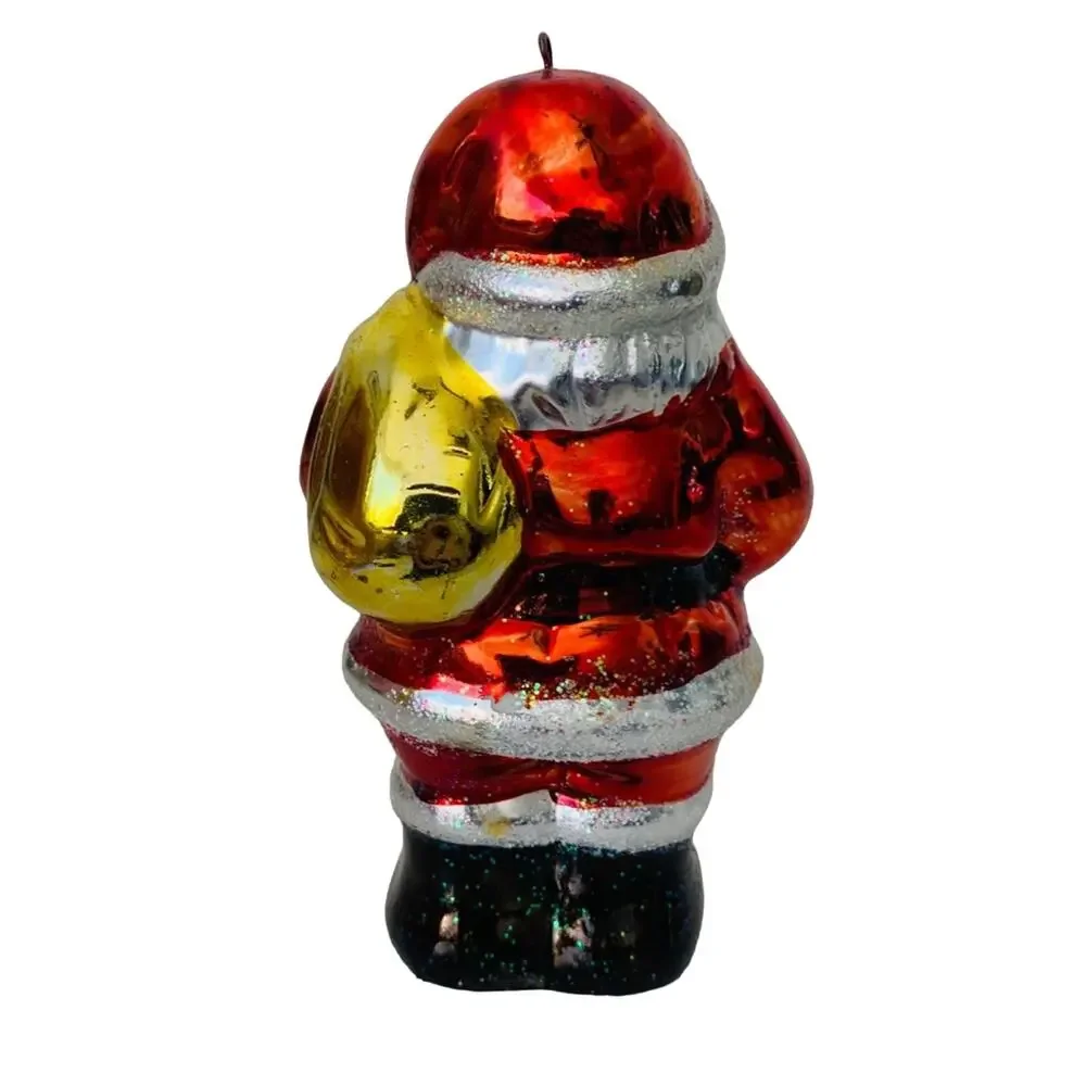 Vintage Metallic Ceramic Santa Ornament by World Bazaar